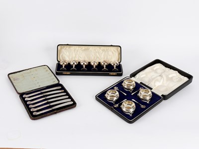 Lot 93 - A set of four silver cauldron salts,...