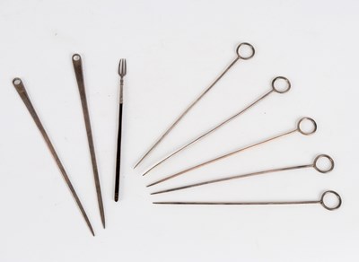 Lot 105 - Five silver skewers, Charles Stuart Harris,...