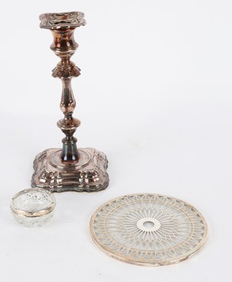 Lot 111 - An 18th Century style silver candlestick,...