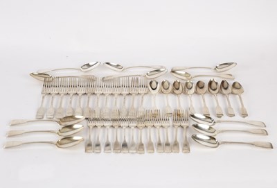 Lot 125 - A canteen of silver fiddle pattern cutlery,...