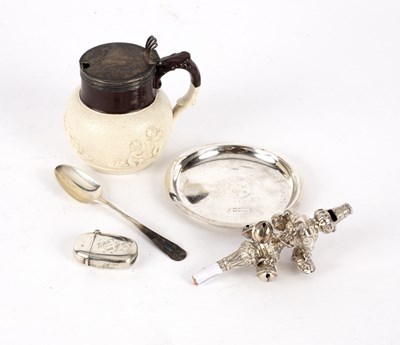 Lot 136 - A child's silver rattle, George Unite, marks...