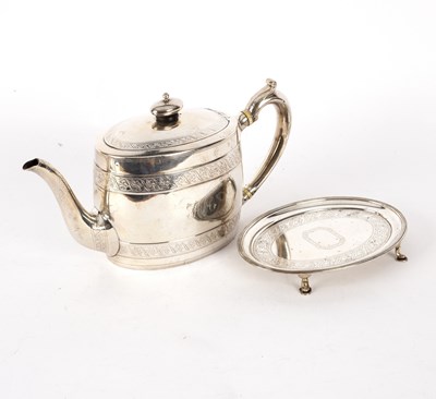 Lot 140 - A Victorian silver teapot and the matching...