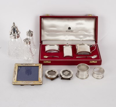 Lot 167 - A silver three-piece cruet set, Birmingham...