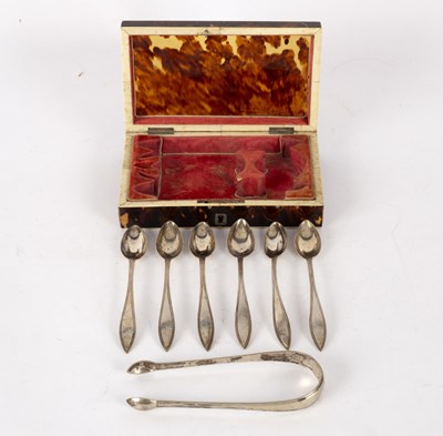 Lot 177 - A set of six Dutch silver teaspoons and the...