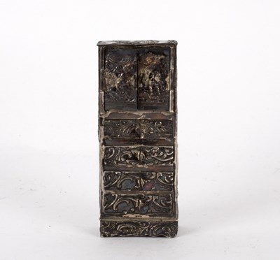 Lot 178 - A Dutch silver miniature cabinet, London...