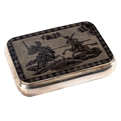 Lot 180 - A Russian silver niello box, MK, 1819, the lid...