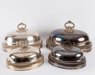 Lot 189 - A set of four silver plated food domes, M...