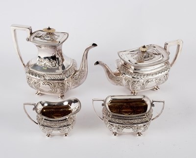 Lot 191 - An electroplated four-piece tea and coffee...