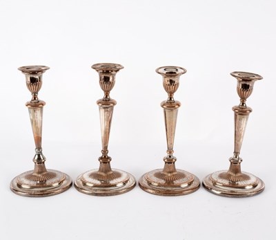 Lot 192 - A set of four old Sheffield silver plated...