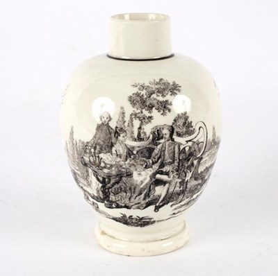 Lot 241 - A Worcester oviform tea caddy, printed Garden...