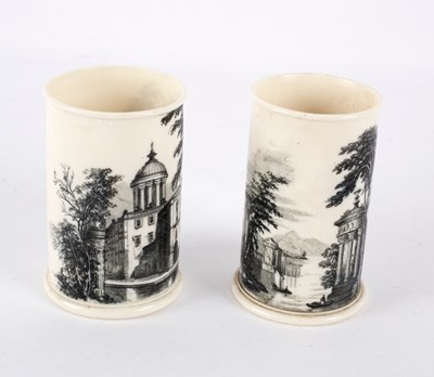 Lot 244 - A pair of Wedgwood black printed cylindrical...