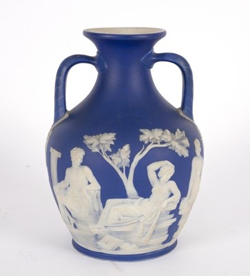 Lot 258 - A Wedgwood blue jasper Portland vase,...