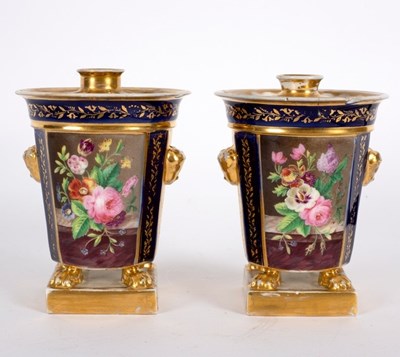 Lot 263 - A pair of French porcelain bough pots, painted...