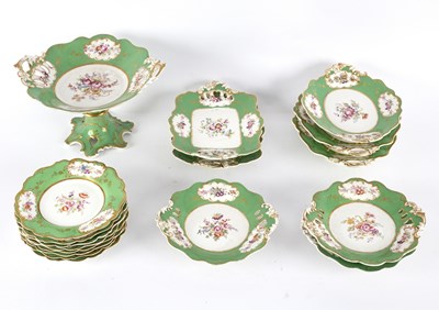 Lot 265 - An English green-ground dessert service, circa...