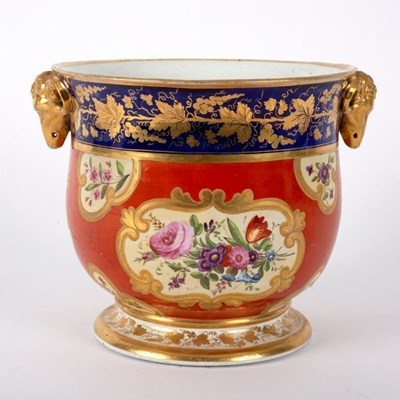 Lot 271 - A Derby cache pot, circa 1810, with rams mask...