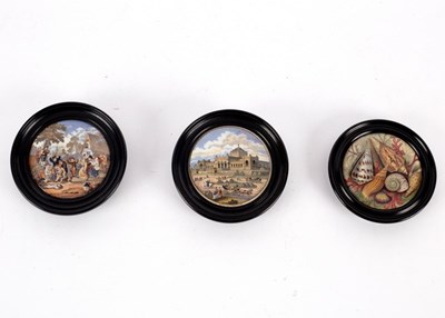 Lot 277 - Three Prattware pot lids, Shells, Philadelphia...