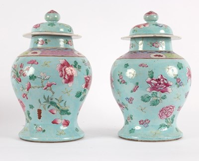 Lot 309 - A pair of 20th Century Chinese vases painted...