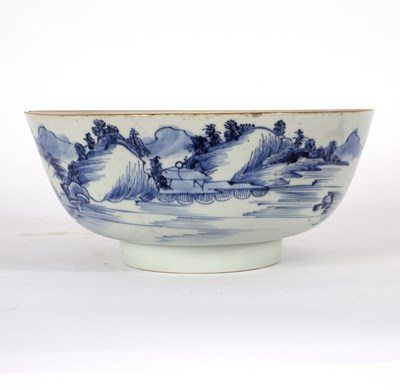 Lot 325 - A Chinese porcelain blue and white punch bowl,...