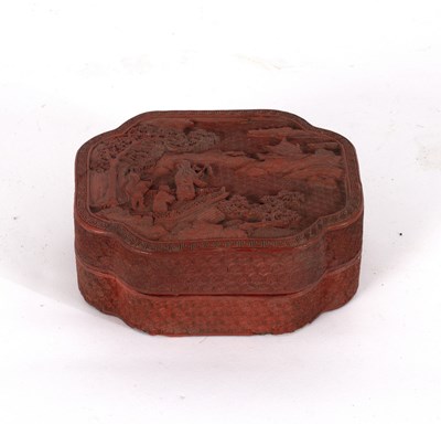 Lot 327 - A Chinese cinnabar lacquer box and cover,...