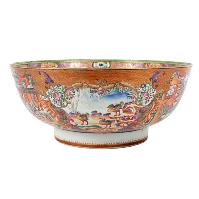 Lot 333 - A Chinese export Mandarin pattern punch bowl,...