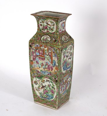 Lot 337 - A Cantonese vase of square form, decorated...