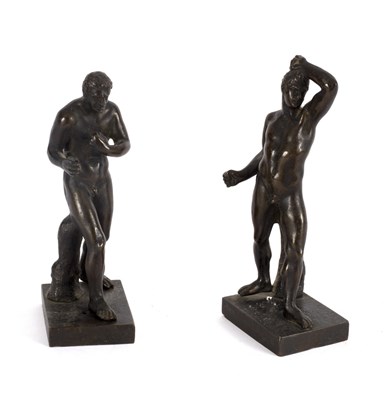 Lot 354 - A pair of bronze figures of wrestlers, 19th...