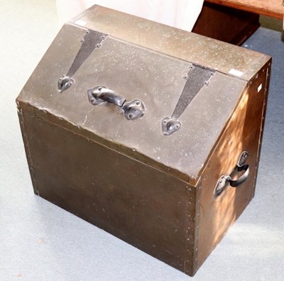 Lot 389 - An embossed metal coal bunker with handle and...