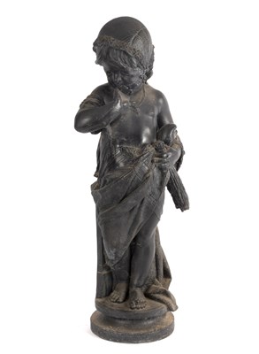 Lot 404 - An ebonised plaster figure, Autumn, 81cm high