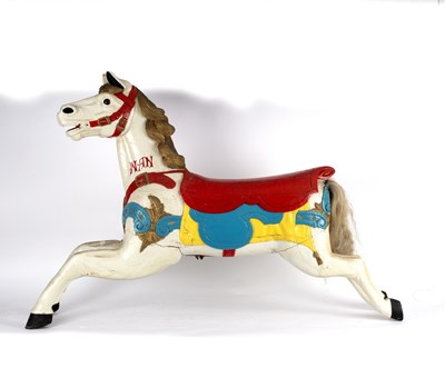 Lot 408 - A painted and decorated fairground galloper...