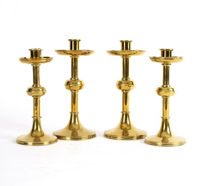 Lot 418 - Two similar pairs of candlesticks with...