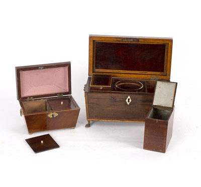 Lot 432 - A Regency mahogany and inlaid tea caddy of...