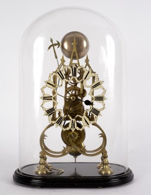 Lot 452 - A 19th Century skeleton clock with centre...