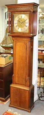 Lot 466 - An oak cased eight-day longcase clock,...