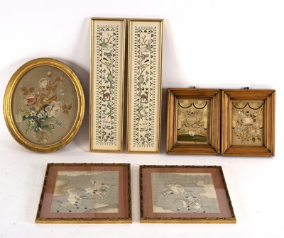 Lot 488 - Seven needlework pictures, including Chinese