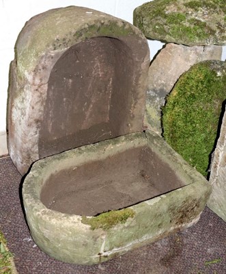 Lot 503 - A D-end stone trough, 73cm x 55cm and another,...