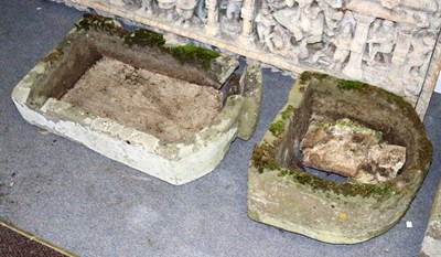 Lot 506 - Two stone troughs, 75cm x 44cm and 50cm x 54cm