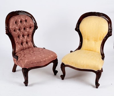 Lot 516 - Two Victorian balloon back nursing chairs,...