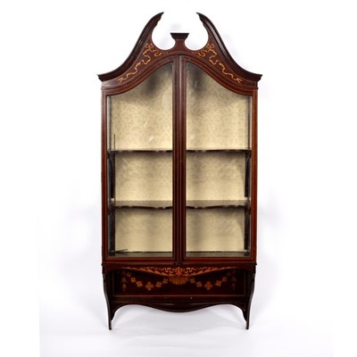 Lot 534 - An Edwardian mahogany and inlaid wall hanging...