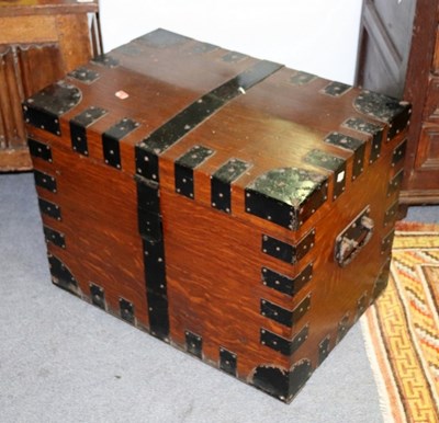 Lot 562 - A metal bound silver chest, fitted trays, 74cm...