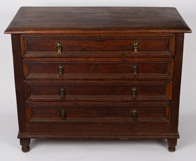 Lot 583 - A fruitwood chest of James II style, fitted...