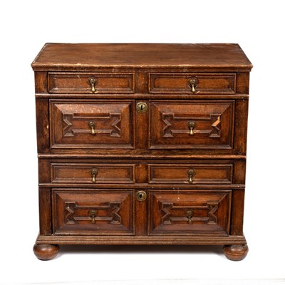 Lot 594 - A late 17th Century oak chest, fitted four...