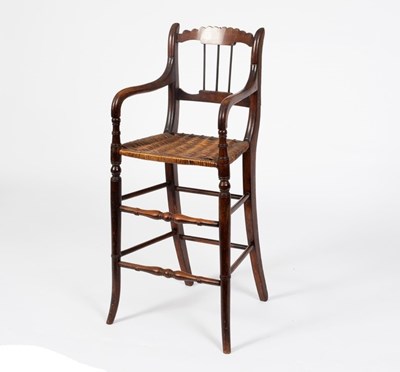 Lot 607 - A child's high chair with spindle back and...