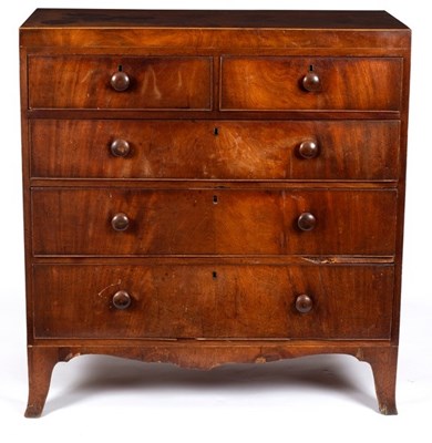 Lot 611 - A Victorian mahogany chest of three long and...