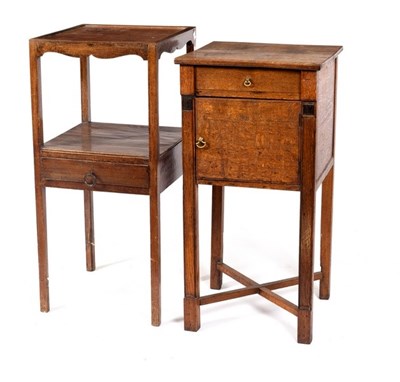 Lot 615 - An oak bedside table fitted a drawer with...