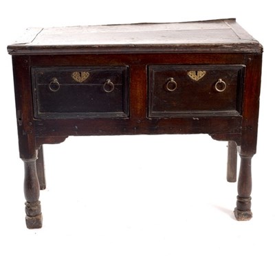 Lot 625 - A small oak chest, fitted two drawers, 94cm wide