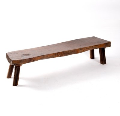 Lot 629 - An elm pig bench, 168cm wide