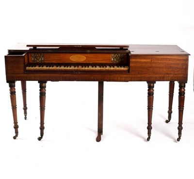 Lot 632 - A mahogany square piano on turned legs