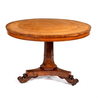 Lot 657 - A Victorian burr maple centre table,...