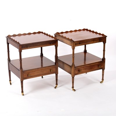 Lot 665 - A pair of reproduction bedside tables, each...