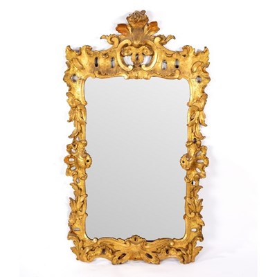 Lot 678 - A George III carved and gilded wall mirror,...